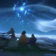 charactrers in everwild stare at a cloudy night